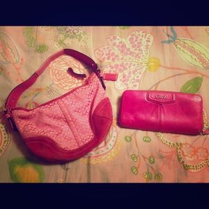 Pink coach purse and pink coach wallet